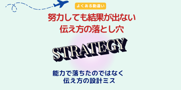 JAL・ANAのCA面接で努力しても結果が出ない原因は、能力ではなく伝え方の戦略にあることを示すアイキャッチ画像