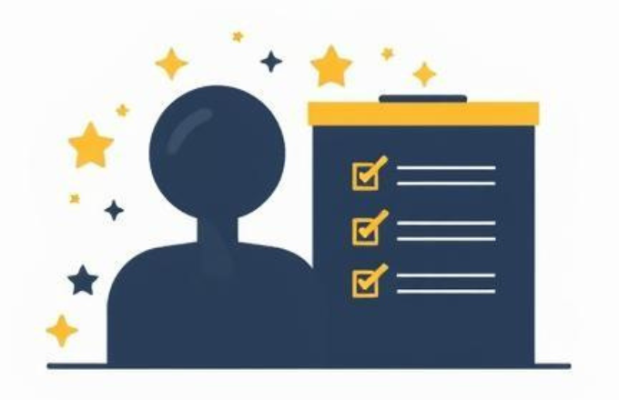 面接で評価されるポイントをチェックリストで可視化するイメージ