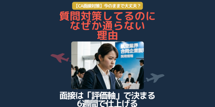 CA面接対策で質問対策をしているのになぜか通らない理由を解説するブログ記事のアイキャッチ画像