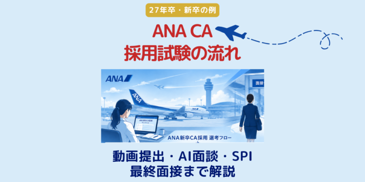 ANA新卒CA採用試験の流れを解説したアイキャッチ画像
