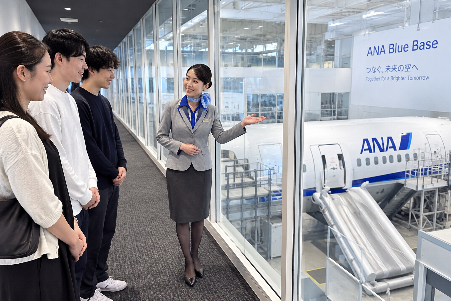 ANA Blue Base Tourで航空会社の訓練施設を見学するイメージ