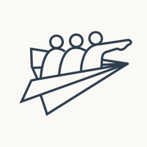 プロジェクトを推進するチームと方向性を示すアイコン